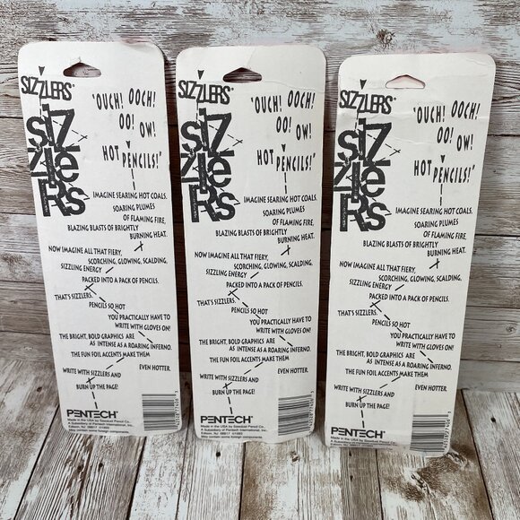 Lot of 3 Vintage PENTECH Sizzlers 5 Pack No. 2 Designer Pencils 77406 USA NEW - Picture 2 of 6